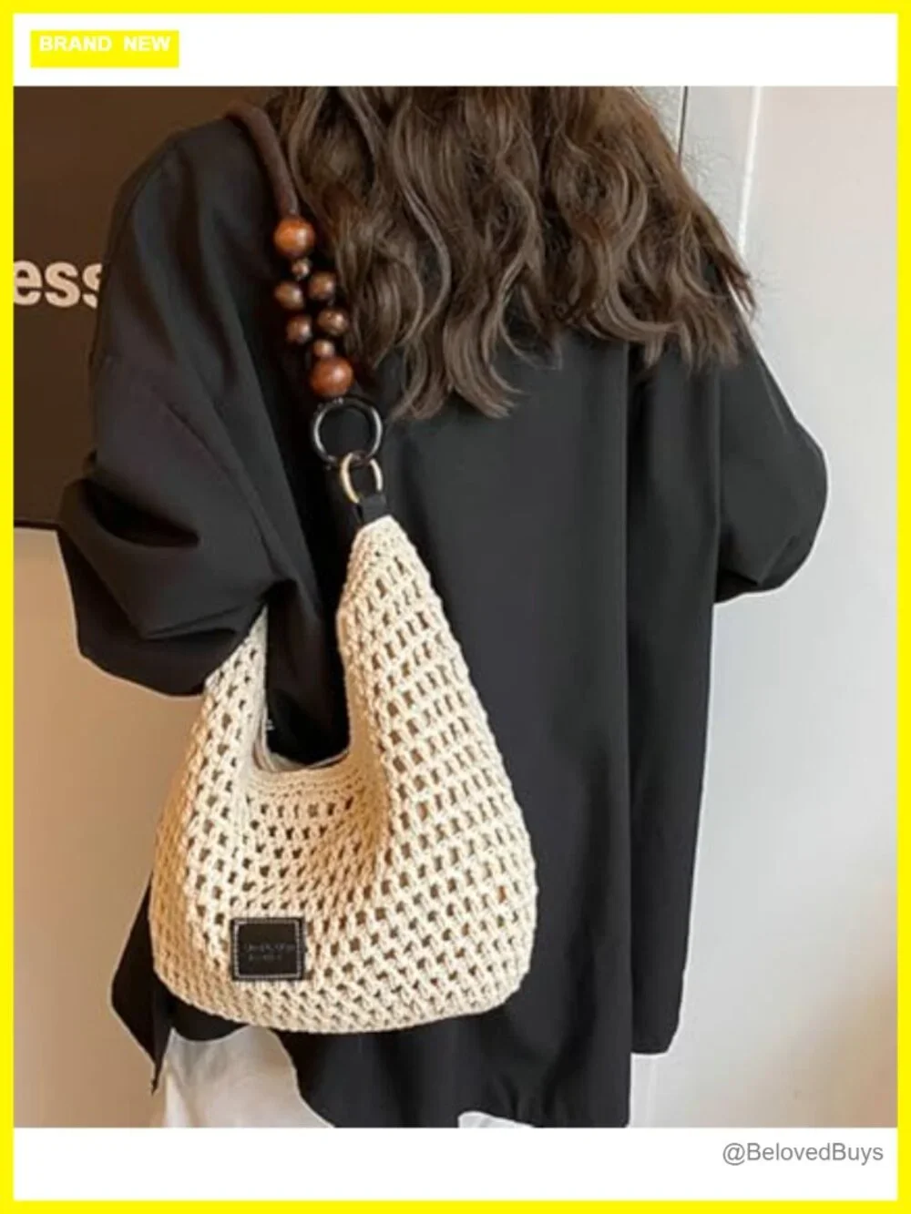 Crochet Woven Cotton Mesh Hobo Handbag Beach Bag Shoulder Purse